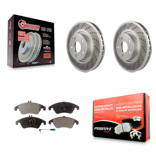 [Avant] Kit de disque (revêtu) et plaquette (semi-métallique) de frein pour Mercedes-Benz E350 C300 C350 E400 E250 SLC300 KGF-100438