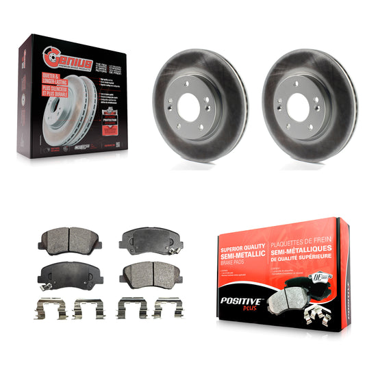 [Avant] Kit de disque (revêtu) et plaquette (semi-métallique) de frein pour Hyundai Elantra Kia Forte Veloster GT Forte5 Coupe Koup KGF-100447