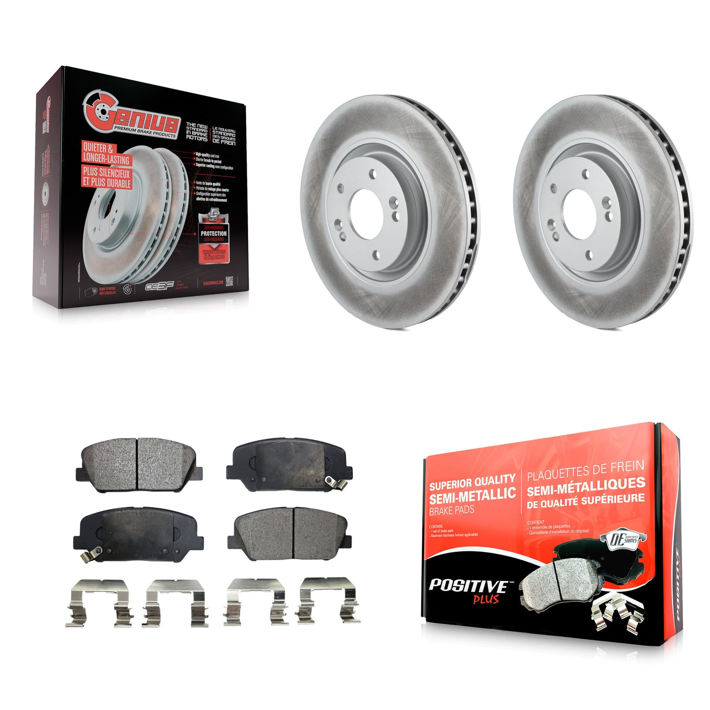 [Avant] Kit de disque (revêtu) et plaquette (semi-métallique) de frein pour 2011-2015 Kia Optima 2.0L KGF-100451