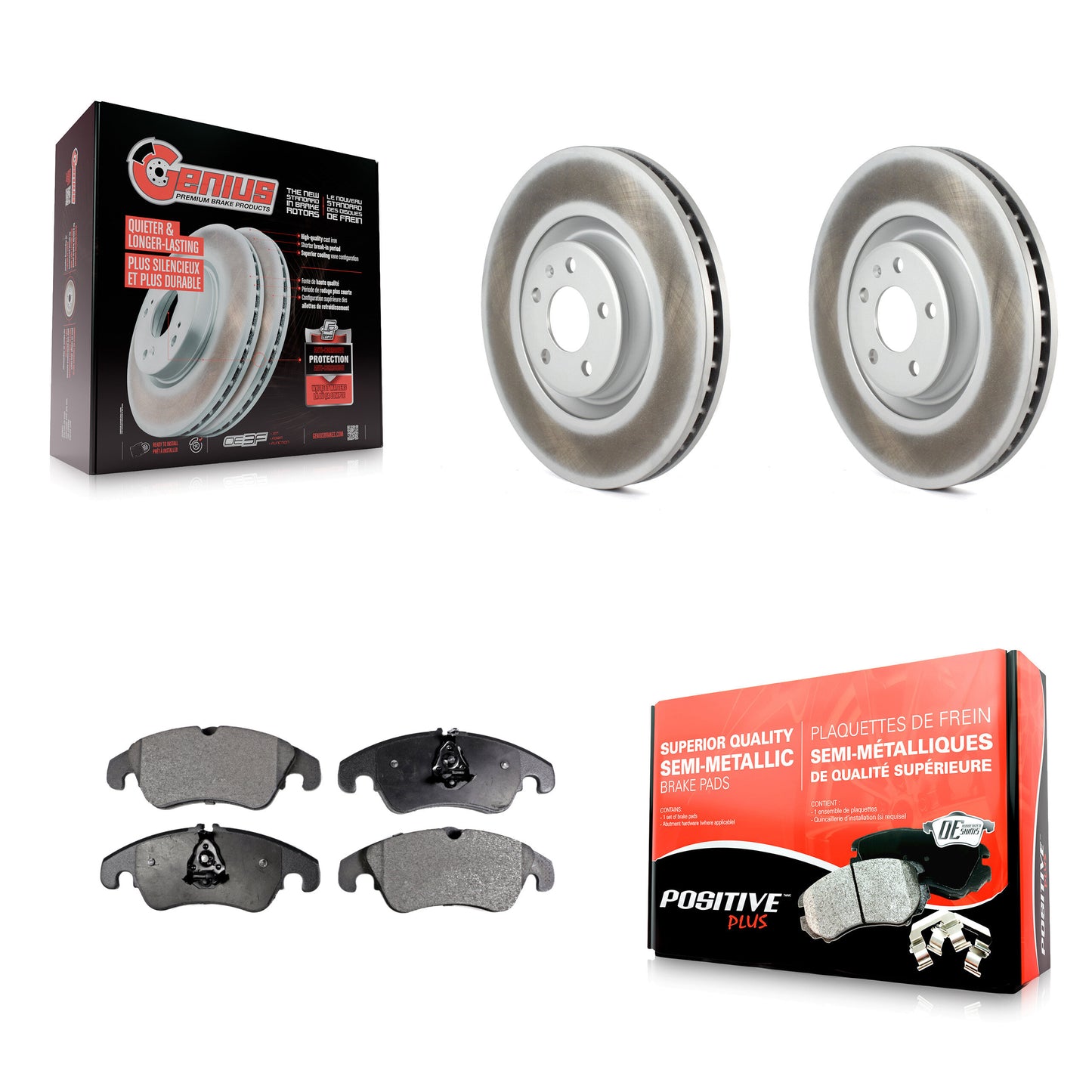 [Avant] Kit de disque (revêtu) et plaquette (semi-métallique) de frein pour 2014 Audi A6 avec 356mm Diameter Rotor KGF-100459