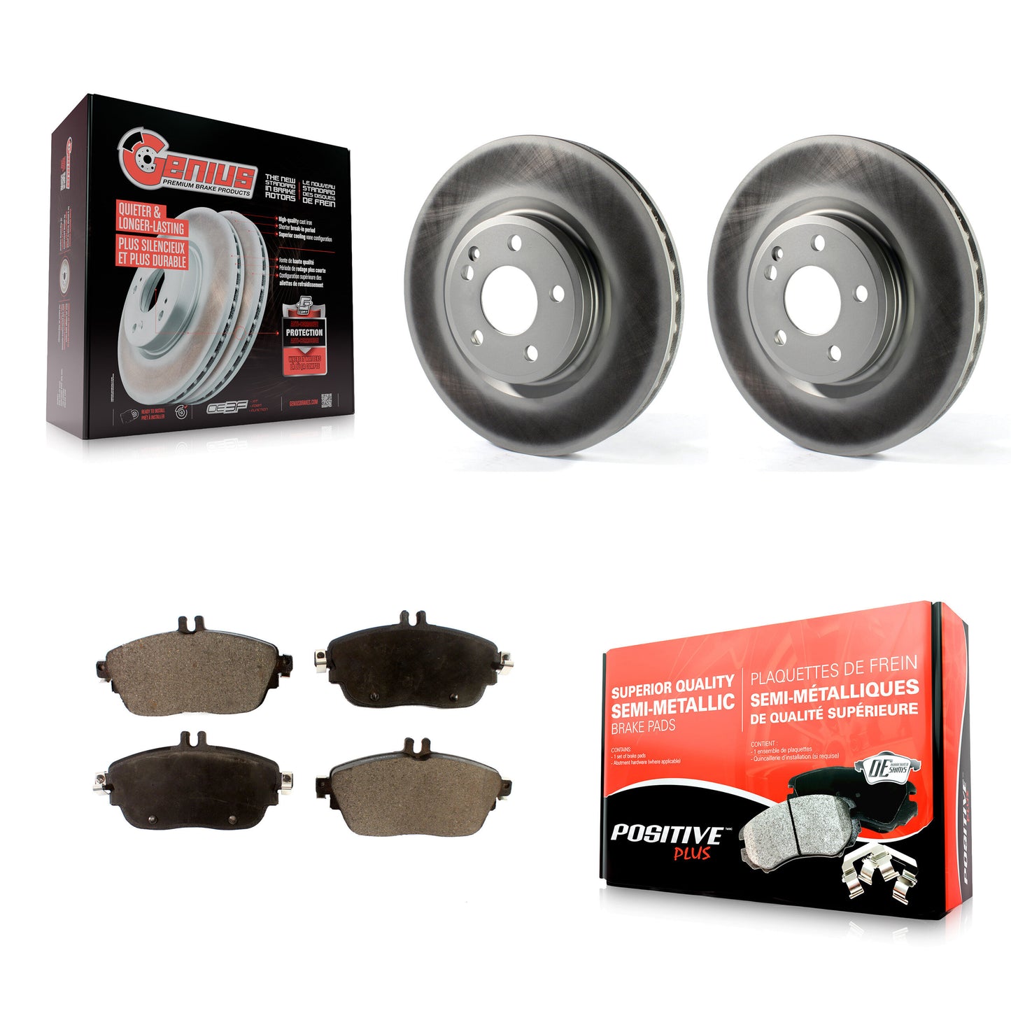 [Avant] Kit de disque (revêtu) et plaquette (semi-métallique) de frein pour Mercedes-Benz GLA250 CLA250 INFINITI QX30 B Electric Drive B250 KGF-100503