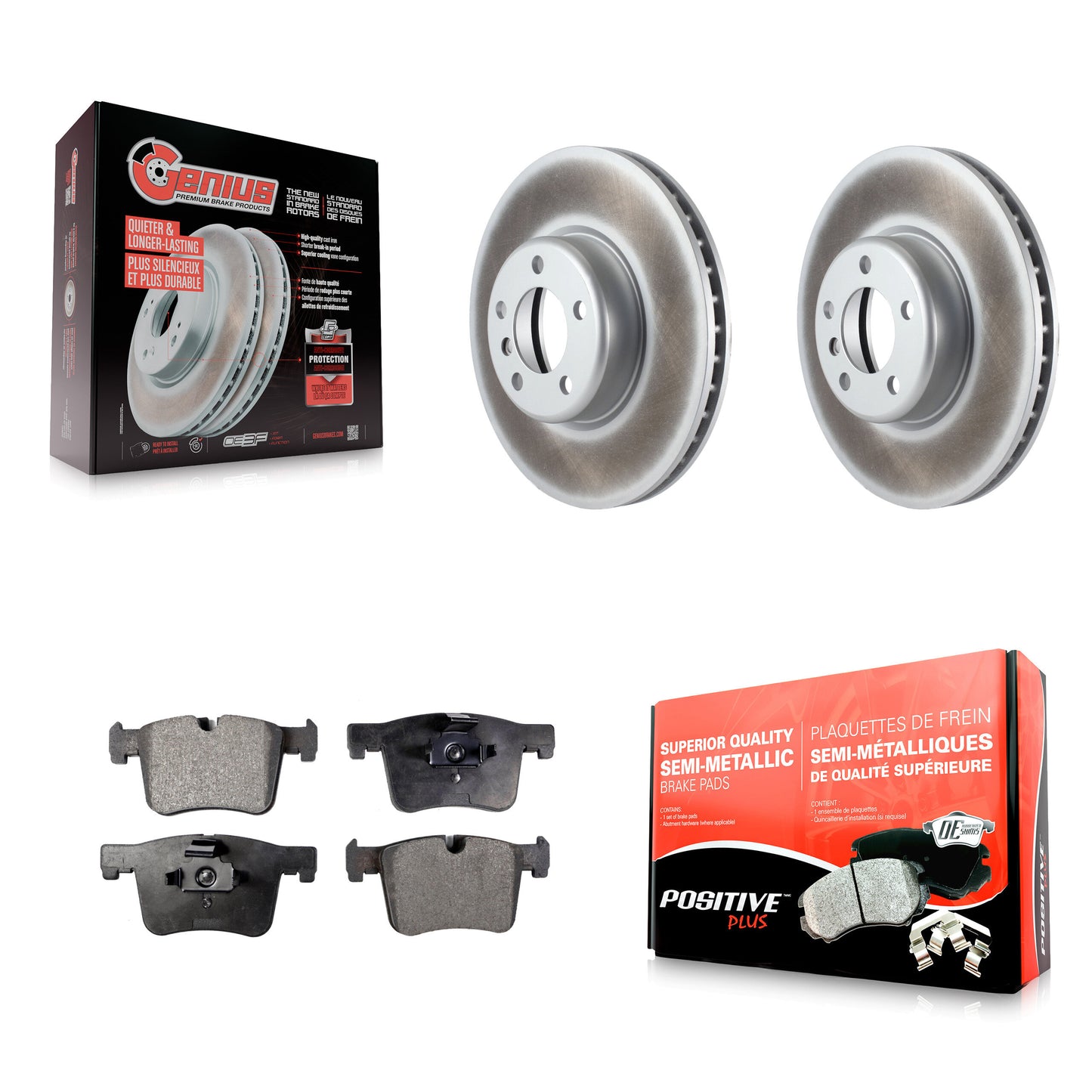 [Avant] Kit de disque (revêtu) et plaquette (semi-métallique) de frein pour BMW 335i xDrive 435i 328i GT 328d 330i Gran Coupe KGF-100518