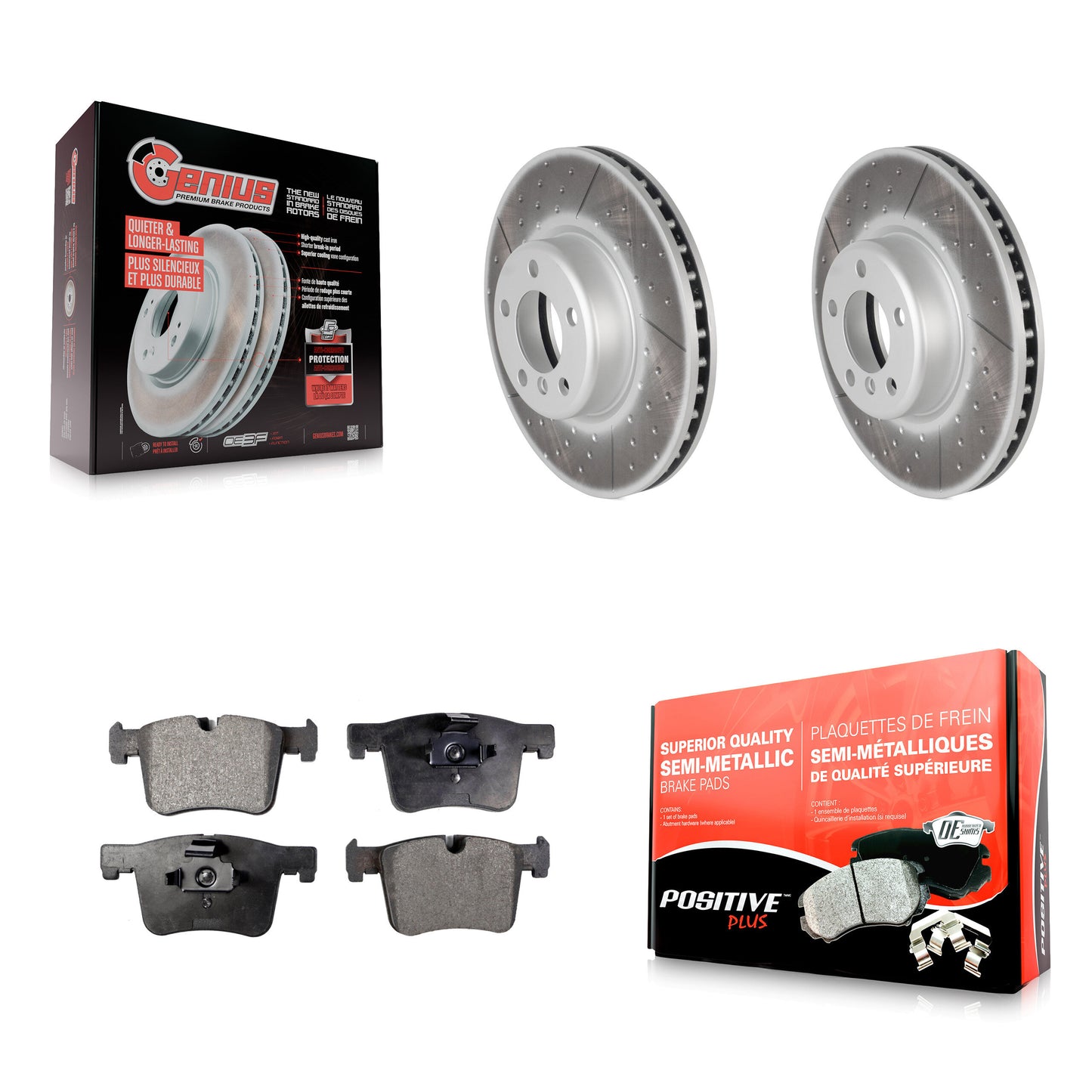 [Avant] Kit de disque (revêtu) et plaquette (semi-métallique) de frein pour BMW 335i xDrive 435i 328i GT 328d 330i Gran Coupe KGF-100521
