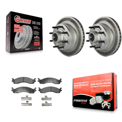 [Avant] Kit de disque (revêtu) et plaquette (semi-métallique) de frein pour Ford E-350 Super Duty E-250 Econoline F-250 HD Club Wagon E-450 KGF-100531