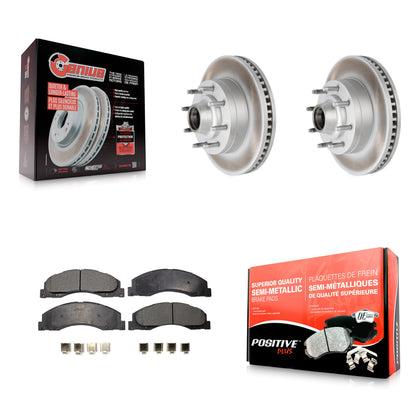 [Avant] Kit de disque (revêtu) et plaquette (semi-métallique) de frein pour Ford E-350 Super Duty E-250 E-150 E-450 Econoline KGF-100542