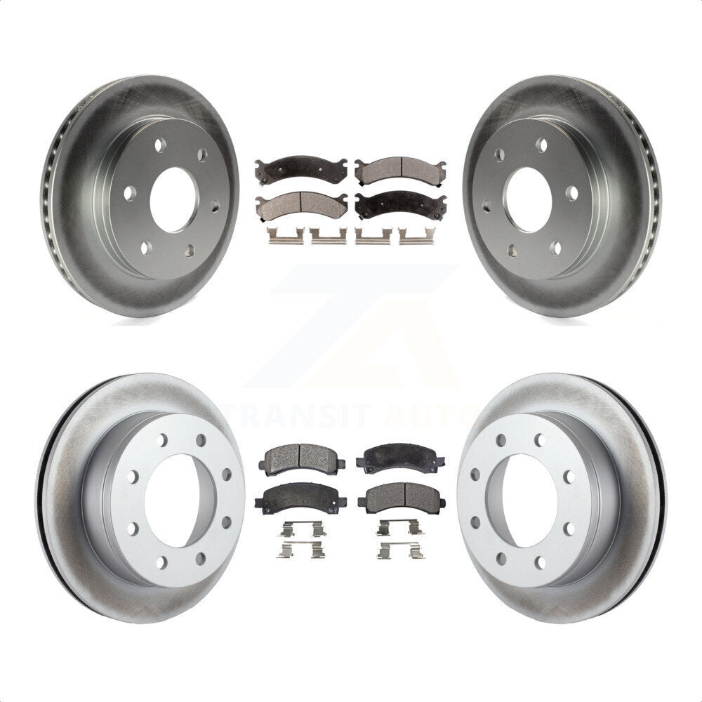 [Avant + Arrière] Kit de disque (revêtu) et plaquette (semi-métallique) de frein pour 2006 Chevrolet Express 2500 GAS engine avec 6 Lug Wheels KGF-100553 par Transit Auto