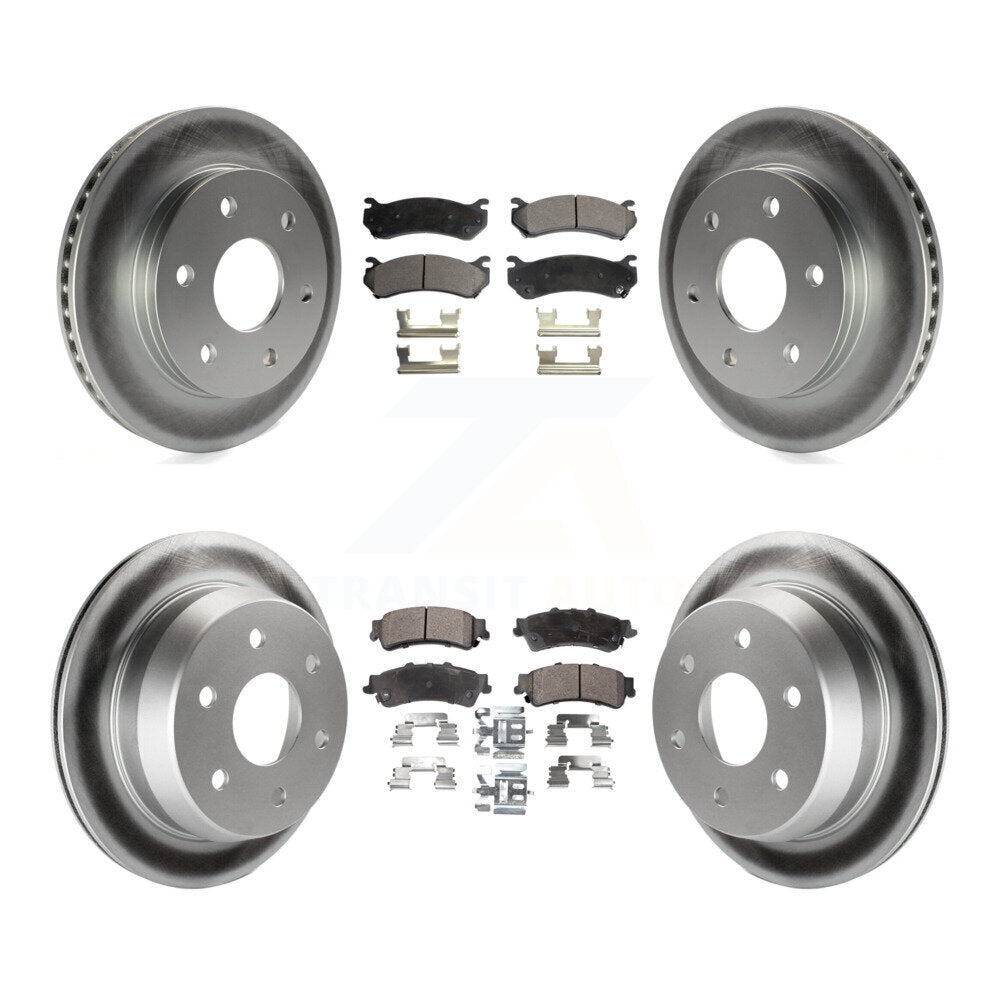 [Avant + Arrière] Kit de disque (revêtu) et plaquette (semi-métallique) de frein pour Chevrolet Silverado 1500 GMC Sierra Classic Suburban Tahoe Astro Yukon XL Safari KGF-100554