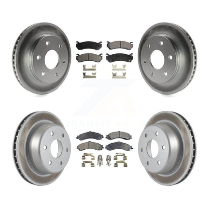 [Avant + Arrière] Kit de disque (revêtu) et plaquette (semi-métallique) de frein pour Chevrolet Silverado 1500 GMC Tahoe Sierra Suburban Yukon Avalanche XL Cadillac Escalade ESV EXT KGF-100558