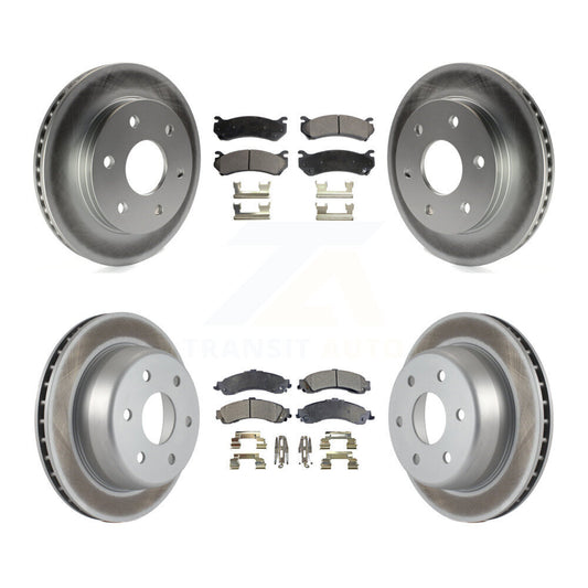 [Avant + Arrière] Kit de disque (revêtu) et plaquette (semi-métallique) de frein pour Chevrolet Silverado 1500 GMC Tahoe Sierra Suburban Yukon Avalanche XL Cadillac Escalade ESV EXT KGF-100558
