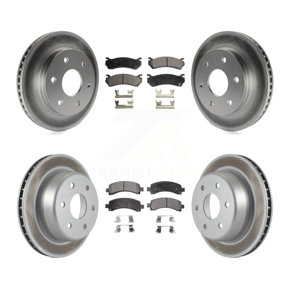 [Avant + Arrière] Kit de disque (revêtu) et plaquette (semi-métallique) de frein pour Chevrolet Tahoe GMC Suburban 1500 Yukon Avalanche XL Cadillac Escalade Express Savana KGF-100559