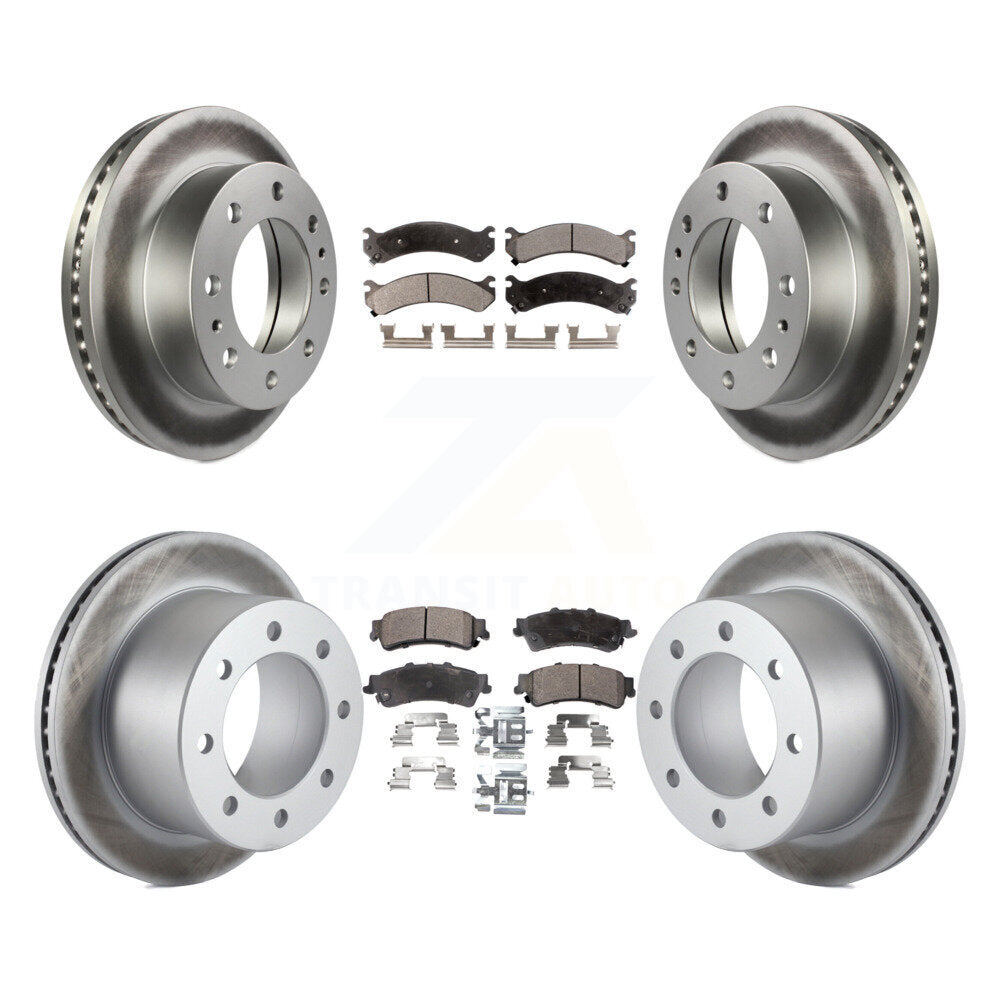 [Avant + Arrière] Kit de disque (revêtu) et plaquette (semi-métallique) de frein pour 2001 Chevrolet Silverado 3500 GMC Sierra KGF-100569