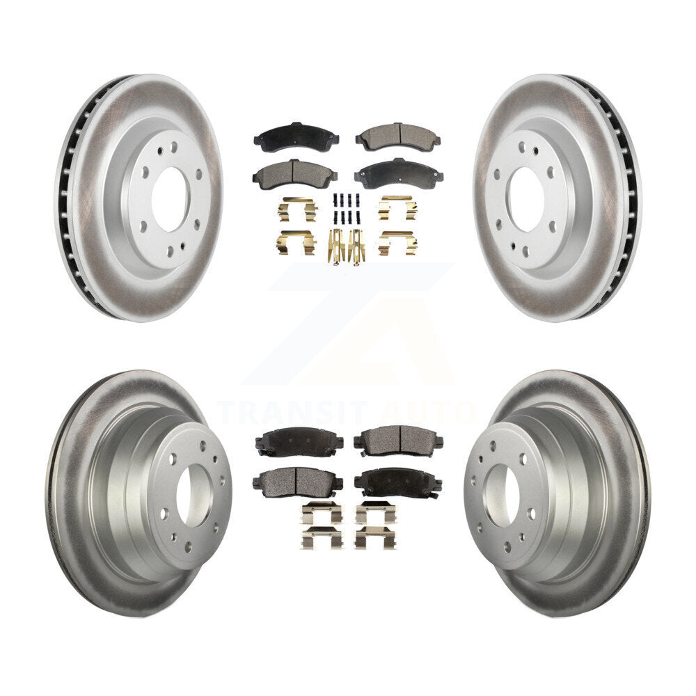 [Avant + Arrière] Kit de disque (revêtu) et plaquette (semi-métallique) de frein pour Chevrolet Trailblazer GMC Envoy Buick Rainier Oldsmobile Bravada Isuzu Ascender KGF-100571