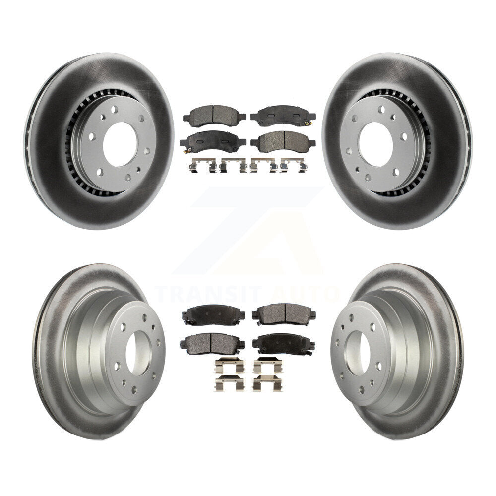 [Avant + Arrière] Kit de disque (revêtu) et plaquette (semi-métallique) de frein pour Chevrolet Trailblazer GMC Envoy EXT XL Buick Rainier Saab 9-7x Isuzu Ascender KGF-100572