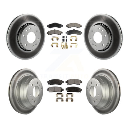 [Avant + Arrière] Kit de disque (revêtu) et plaquette (semi-métallique) de frein pour Chevrolet Trailblazer GMC EXT Envoy XL Buick Rainier XUV SSR Isuzu Ascender Saab 9-7x KGF-100573
