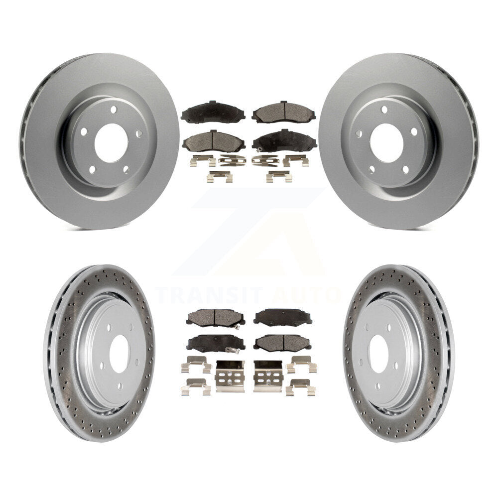 [Avant + Arrière] Kit de disque (revêtu) et plaquette (semi-métallique) de frein pour 2006-2008 Cadillac XLR Naturally Aspirated avec Heavy Duty Brakes KGF-100585