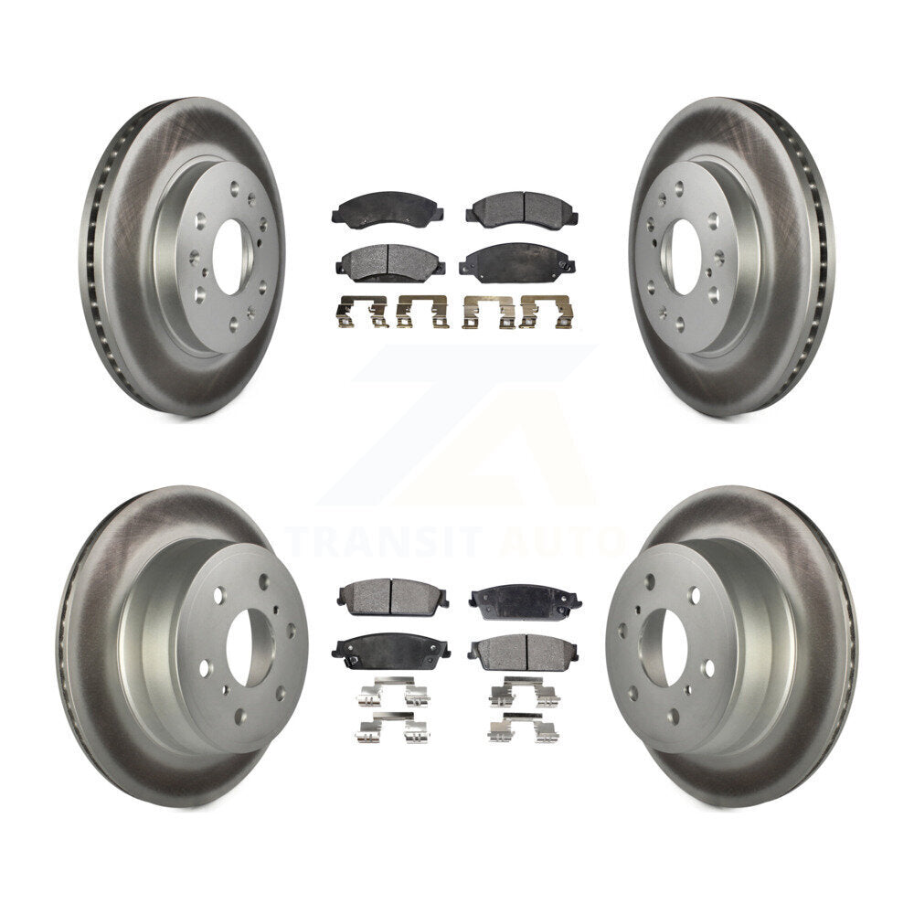 [Avant + Arrière] Kit de disque (revêtu) et plaquette (semi-métallique) de frein pour 2007 Chevrolet Tahoe GMC Suburban 1500 Yukon Cadillac Avalanche XL Escalade ESV EXT KGF-100587