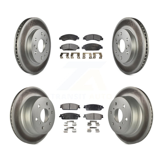 [Avant + Arrière] Kit de disque (revêtu) et plaquette (semi-métallique) de frein pour 2007 Chevrolet Tahoe GMC Suburban 1500 Yukon Cadillac Avalanche XL Escalade ESV EXT KGF-100587