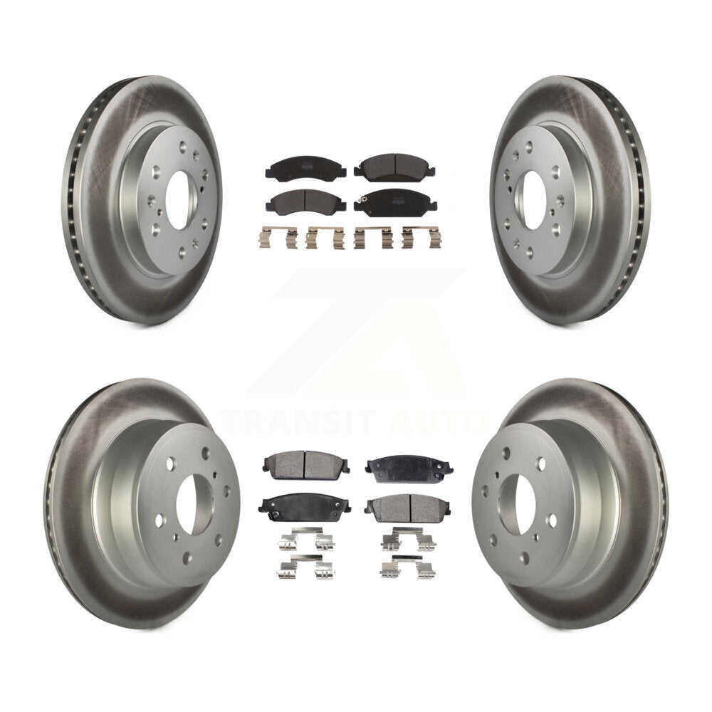 [Avant + Arrière] Kit de disque (revêtu) et plaquette (semi-métallique) de frein pour Chevrolet Silverado 1500 GMC Sierra Tahoe Suburban Yukon Cadillac XL Avalanche Escalade ESV EXT KGF-100591