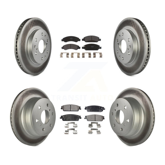 [Avant + Arrière] Kit de disque (revêtu) et plaquette (semi-métallique) de frein pour Chevrolet Silverado 1500 GMC Sierra Tahoe Suburban Yukon Cadillac XL Avalanche Escalade ESV EXT KGF-100591