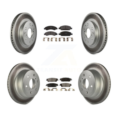 [Avant + Arrière] Kit de disque (revêtu) et plaquette (semi-métallique) de frein pour Chevrolet Silverado 1500 GMC Sierra Tahoe Suburban Yukon Cadillac XL Escalade ESV KGF-100592