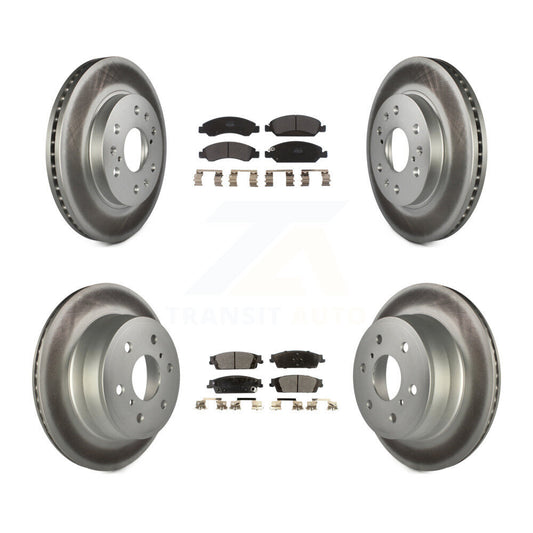 [Avant + Arrière] Kit de disque (revêtu) et plaquette (semi-métallique) de frein pour Chevrolet Silverado 1500 GMC Sierra Tahoe Suburban Yukon Cadillac XL Escalade ESV KGF-100592