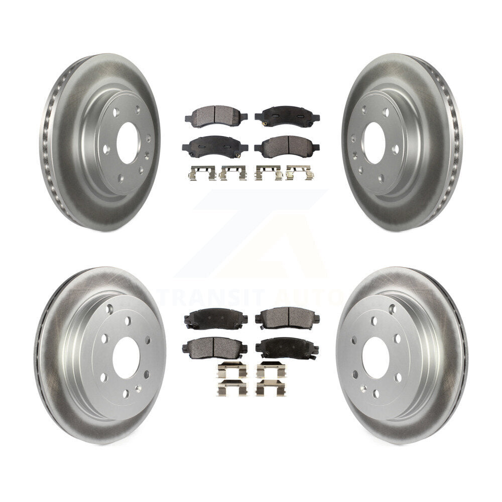 [Avant + Arrière] Kit de disque (revêtu) et plaquette (semi-métallique) de frein pour Chevrolet Traverse GMC Acadia Buick Enclave Saturn Outlook Limited KGF-100604