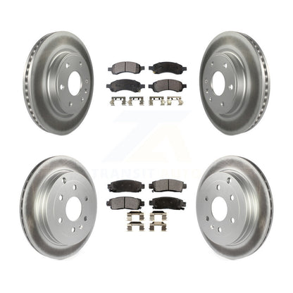 [Avant + Arrière] Kit de disque (revêtu) et plaquette (semi-métallique) de frein pour Chevrolet Traverse GMC Acadia Buick Enclave Saturn Outlook Limited KGF-100604
