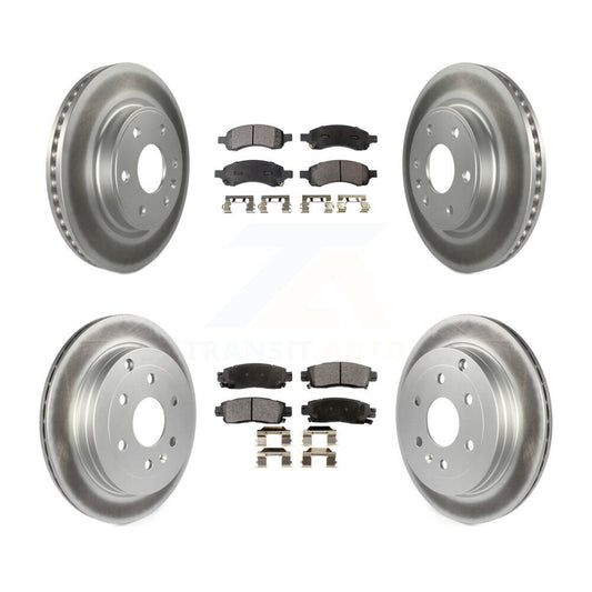 [Avant + Arrière] Kit de disque (revêtu) et plaquette (semi-métallique) de frein pour Chevrolet Traverse GMC Acadia Buick Enclave Saturn Outlook Limited KGF-100604