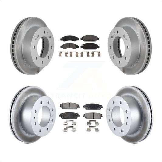 [Avant + Arrière] Kit de disque (revêtu) et plaquette (semi-métallique) de frein pour 2011 Chevrolet Silverado 1500 Hybrid KGF-100619 par Transit Auto