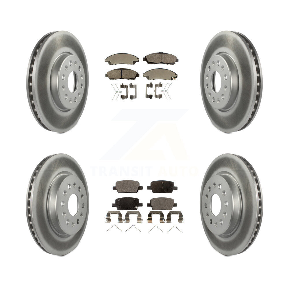 [Avant + Arrière] Kit de disque (revêtu) et plaquette (semi-métallique) de frein pour Chevrolet Traverse GMC Acadia Buick Enclave Blazer KGF-100626