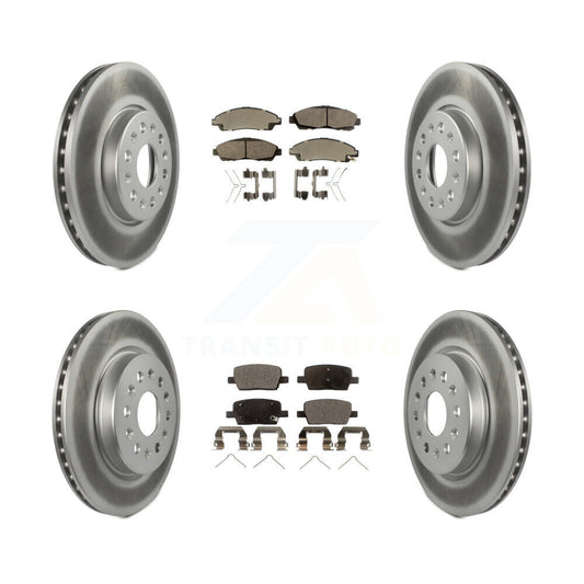 [Avant + Arrière] Kit de disque (revêtu) et plaquette (semi-métallique) de frein pour Chevrolet Traverse GMC Acadia Buick Enclave Blazer KGF-100626