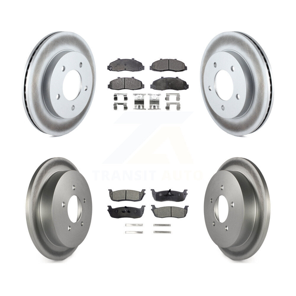 [Avant + Arrière] Kit de disque (revêtu) et plaquette (semi-métallique) de frein pour Ford F-150 Heritage avec 5 Lug Wheels 4WD KGF-100629