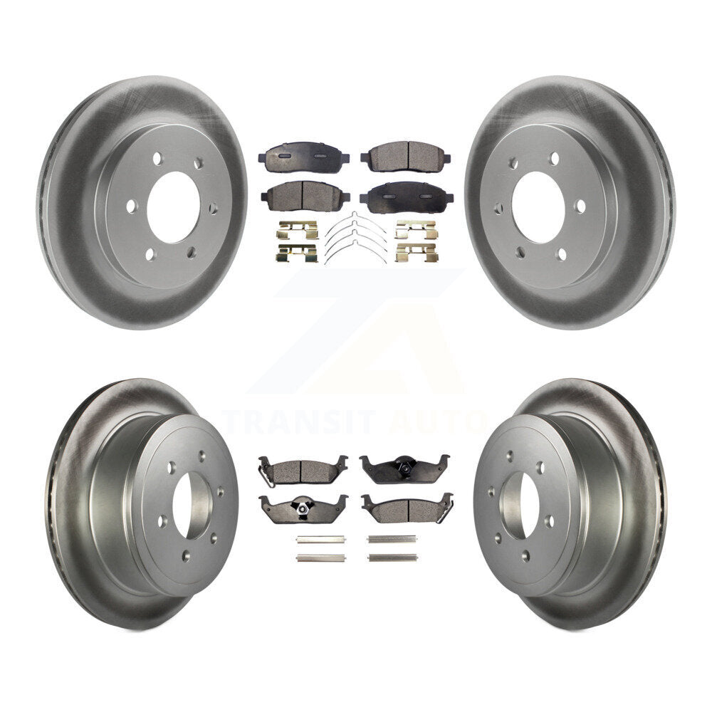 [Avant + Arrière] Kit de disque (revêtu) et plaquette (semi-métallique) de frein pour Ford F-150 Lincoln Mark LT 4WD KGF-100638