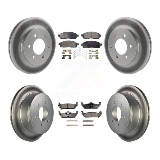 [Avant + Arrière] Kit de disque (revêtu) et plaquette (semi-métallique) de frein pour Ford F-150 Lincoln Mark LT 4WD KGF-100638