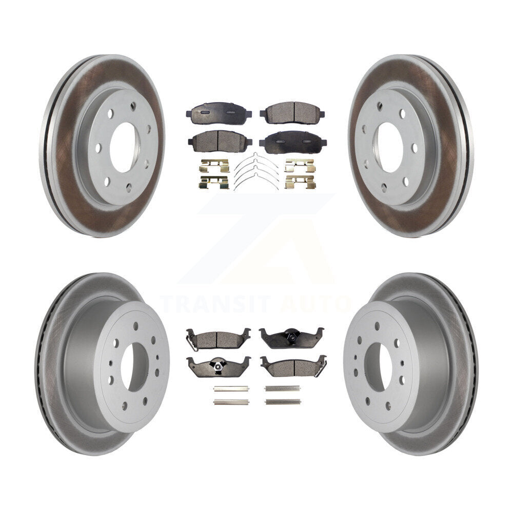 [Avant + Arrière] Kit de disque (revêtu) et plaquette (semi-métallique) de frein pour Ford F-150 Lincoln Mark LT 4WD KGF-100639