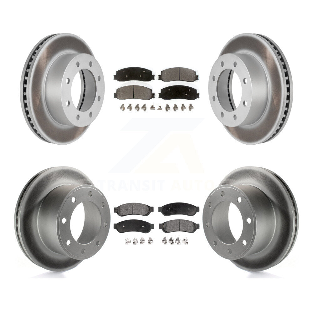 [Avant + Arrière] Kit de disque (revêtu) et plaquette (semi-métallique) de frein pour Ford F-250 Super Duty F-350 avec Single Wheels 4WD KGF-100646
