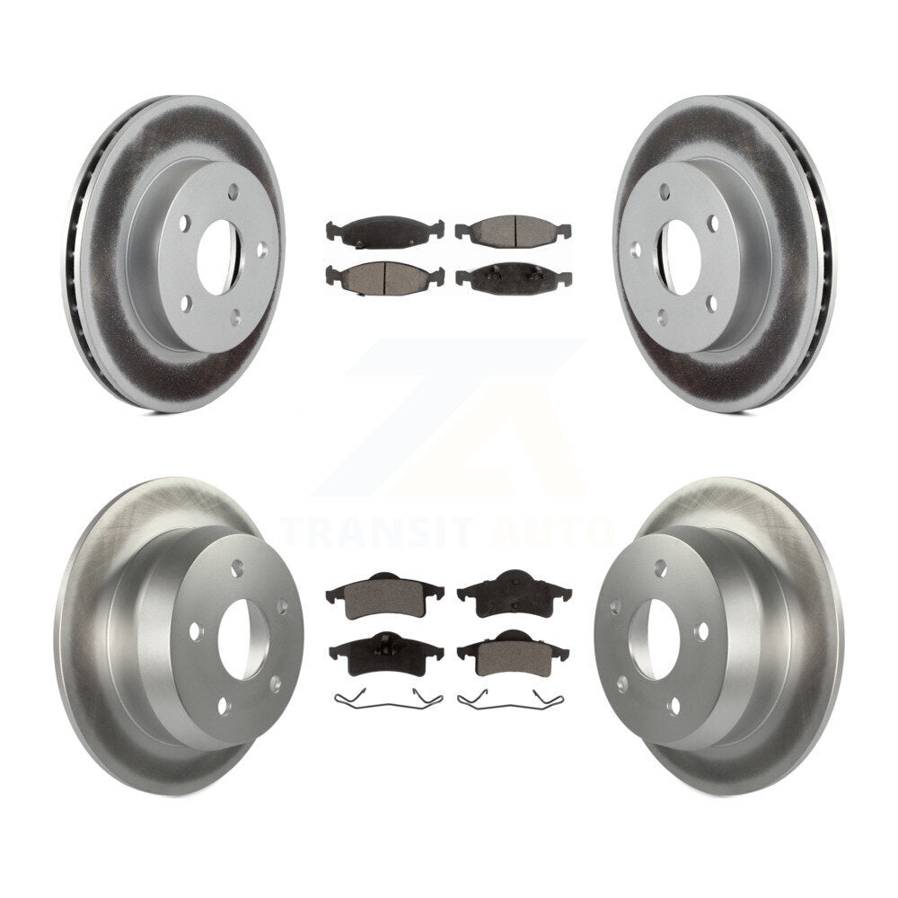 [Avant + Arrière] Kit de disque (revêtu) et plaquette (semi-métallique) de frein pour 1999-2002 Jeep Grand Cherokee avec Teves & ATE Caliper KGF-100693