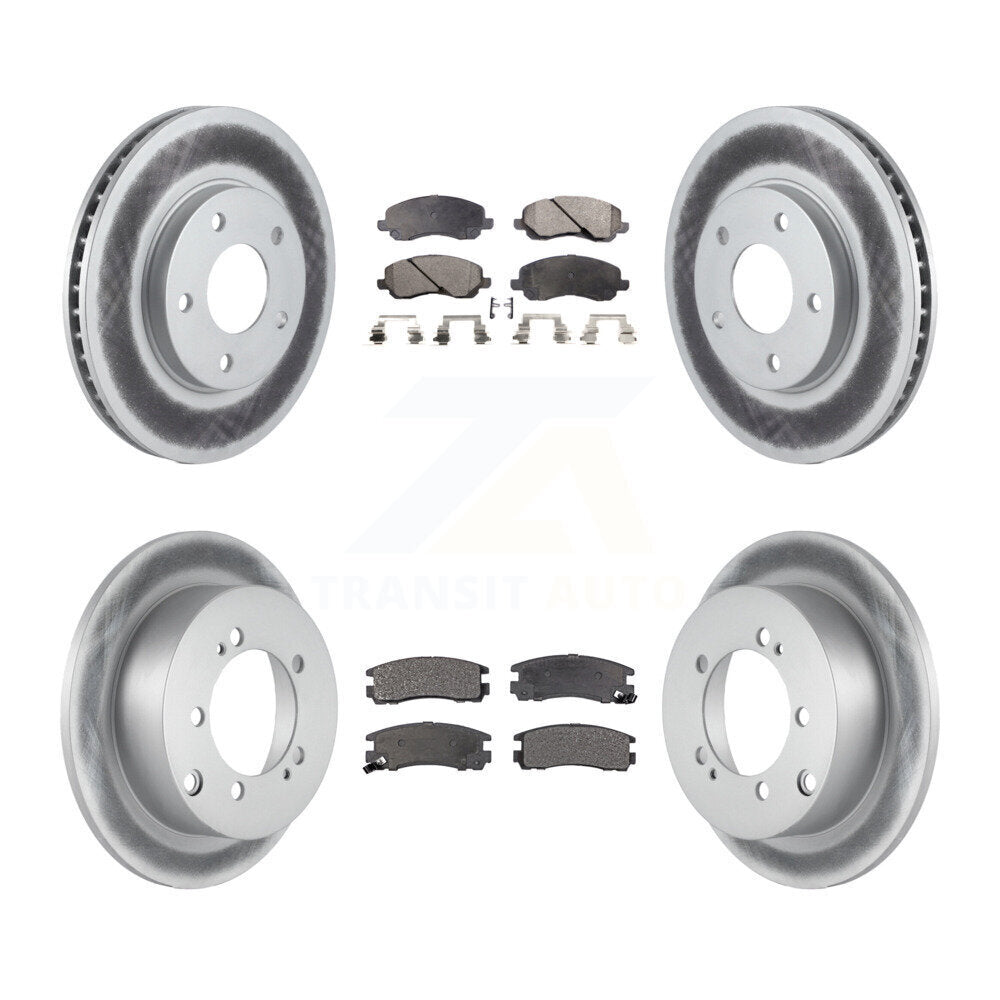 [Avant + Arrière] Kit de disque (revêtu) et plaquette (semi-métallique) de frein pour Chrysler Sebring Mitsubishi Dodge Stratus Eclipse Galant KGF-100696