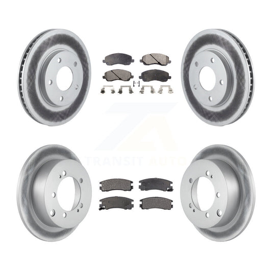 [Avant + Arrière] Kit de disque (revêtu) et plaquette (semi-métallique) de frein pour Chrysler Sebring Mitsubishi Dodge Stratus Eclipse Galant KGF-100696