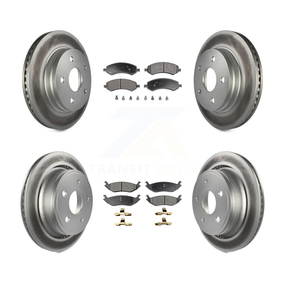 [Avant + Arrière] Kit de disque (revêtu) et plaquette (semi-métallique) de frein pour Ram 1500 Dodge Classic Durango Chrysler Aspen KGF-100705