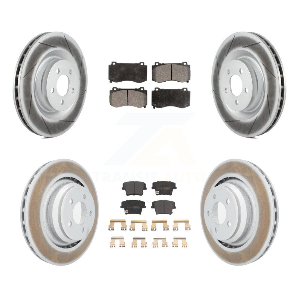 [Avant + Arrière] Kit de disque (revêtu) et plaquette (semi-métallique) de frein pour 2015 Dodge Charger R T Scat Pack avec 6.4L KGF-100718