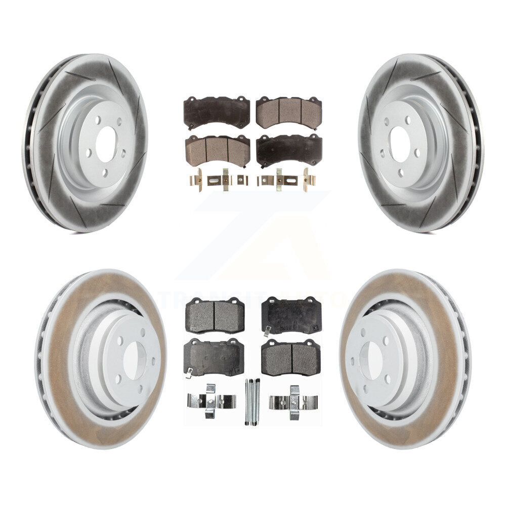 [Avant + Arrière] Kit de disque (revêtu) et plaquette (semi-métallique) de frein pour Dodge Challenger Charger KGF-100721