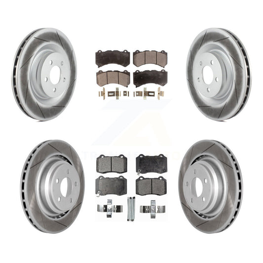 [Avant + Arrière] Kit de disque (revêtu) et plaquette (semi-métallique) de frein pour Dodge Challenger Charger KGF-100722