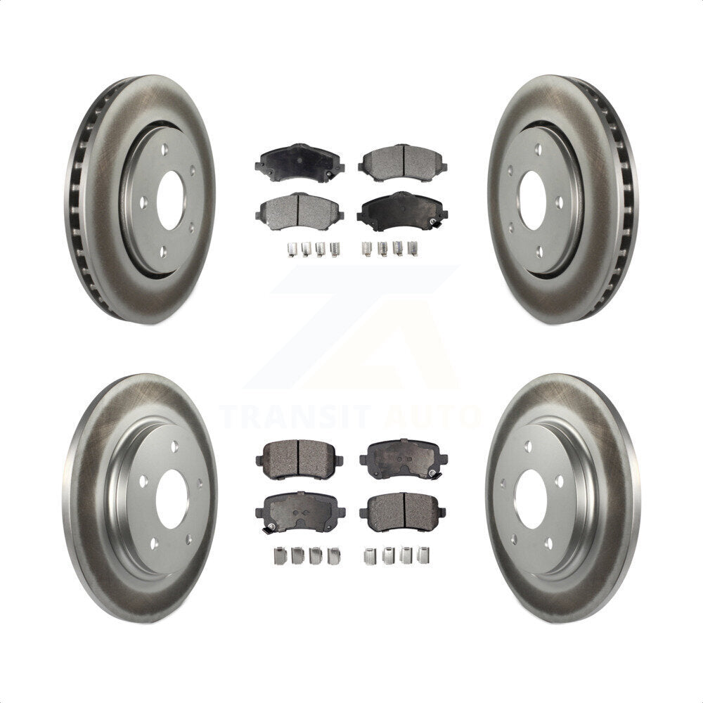 [Avant + Arrière] Kit de disque (revêtu) et plaquette (semi-métallique) de frein pour Dodge Grand Caravan Chrysler Town & Country Journey Volkswagen Routan Ram C/V KGF-100733 par Transit Auto