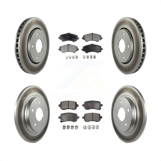 [Avant + Arrière] Kit de disque (revêtu) et plaquette (semi-métallique) de frein pour Dodge Grand Caravan Chrysler Town & Country Journey Volkswagen Routan Ram C/V KGF-100733 par Transit Auto