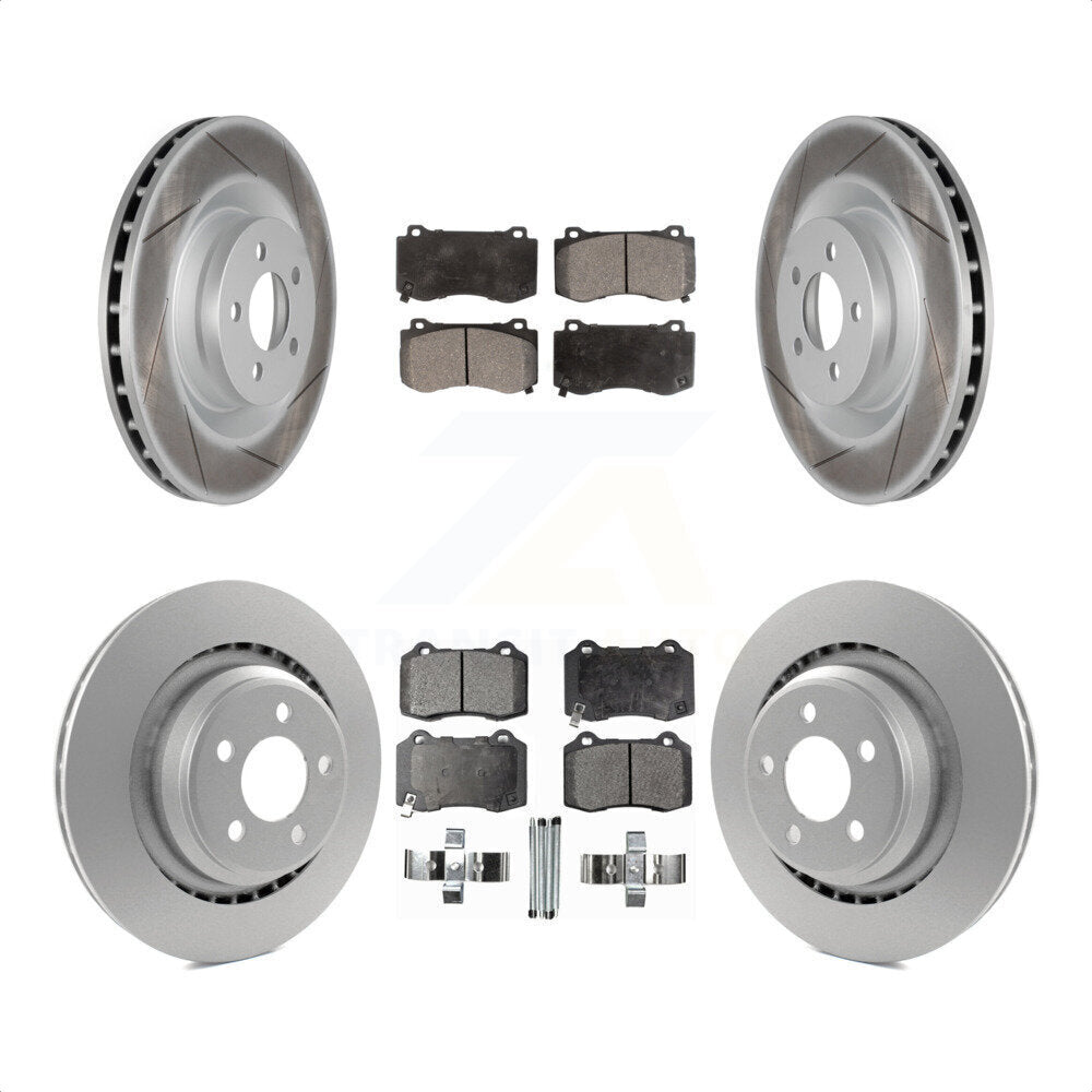 [Avant + Arrière] Kit de disque (revêtu) et plaquette (semi-métallique) de frein pour Dodge Charger Chrysler 300 Challenger Magnum KGF-100734 par Transit Auto