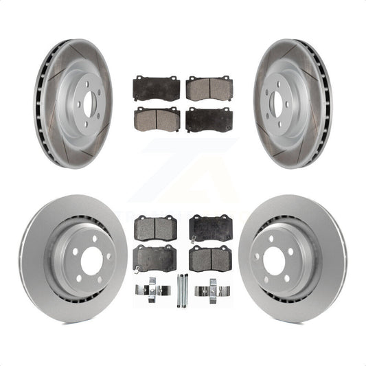 [Avant + Arrière] Kit de disque (revêtu) et plaquette (semi-métallique) de frein pour Dodge Charger Chrysler 300 Challenger Magnum KGF-100734 par Transit Auto