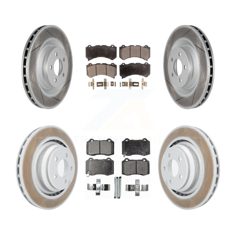 [Avant + Arrière] Kit de disque (revêtu) et plaquette (semi-métallique) de frein pour Dodge Challenger Charger KGF-100738
