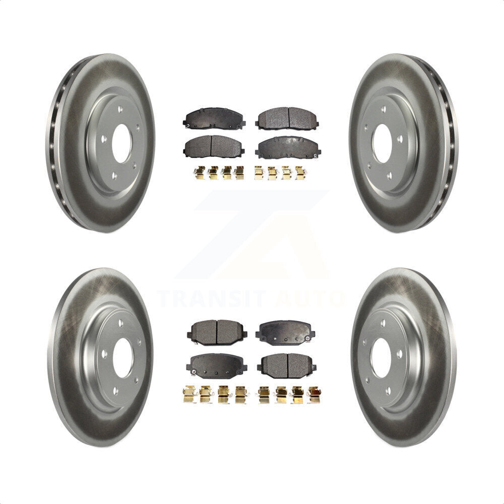 [Avant + Arrière] Kit de disque (revêtu) et plaquette (semi-métallique) de frein pour Dodge Grand Caravan Journey Chrysler Town & Country Ram C/V Volkswagen Routan KGF-100745 par Transit Auto