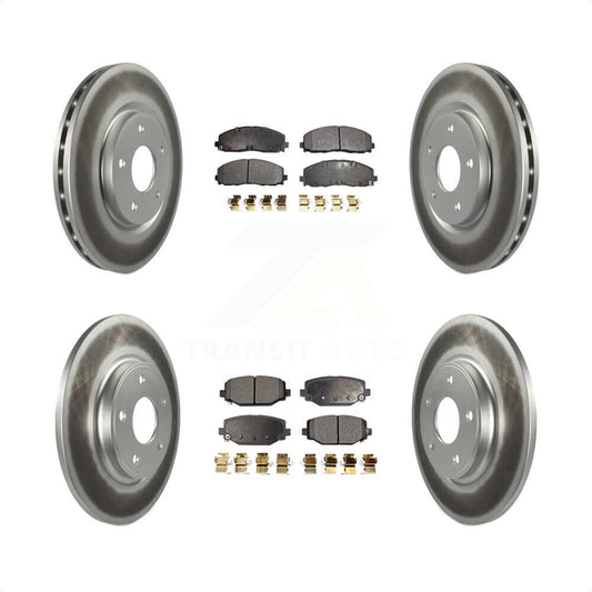 [Avant + Arrière] Kit de disque (revêtu) et plaquette (semi-métallique) de frein pour Dodge Grand Caravan Journey Chrysler Town & Country Ram C/V Volkswagen Routan KGF-100745 par Transit Auto